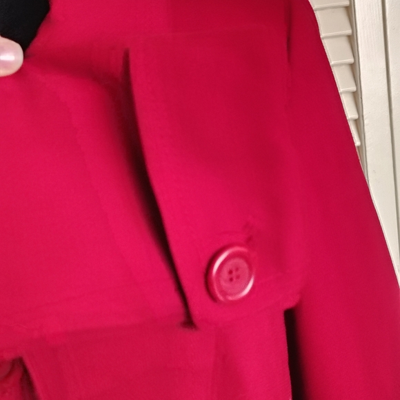 LOFT Vibrant Red Trench Coat Size 8 – Classic Belted - Like New - Picture 5 of 9